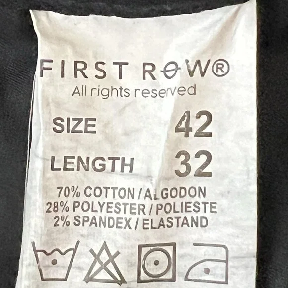 First Row Men's Future Distressed Slim Black Jeans Sz 42x32 Straight Stretch NWT